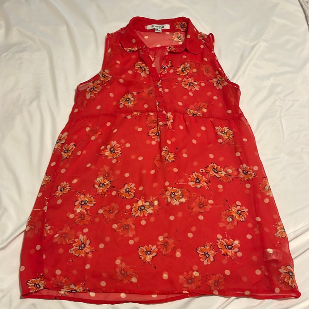 Forever21 sheer long floral blouse